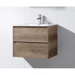 Timber Look Wall Hung Vanity Dark Walnut Style Bathroom Kitchen