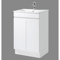 White gloss polyurethane cabinet with kickboard, soft close doors