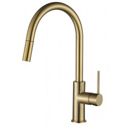 Brushed Gold Pull Spray Kitchen Mixer