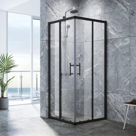 Corner Sliding1180-1200mm Doors Shower Screen Matt Black