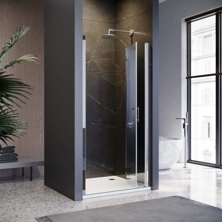 Frameless Bifold Pivot Shower Screen Door Wall to Wall Large Entry