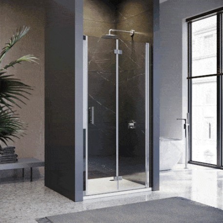 860-900mmFrameless Bifold Pivot Shower Screen Door Wall to Wall Large Entry