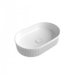 Cadel Gloss White Pill Above Counter Basin With V Groove Surface
