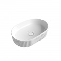 Cadel Matte White Pill Above Counter Basin With V Groove Surface