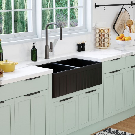 Benson Double Butler Sink, Matte Black