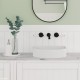 Lillian Lever Basin/Bath Wall Set, Matte Black with Ceramic White Handle