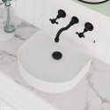 Lillian Lever Basin/Bath Wall Set, Matte Black with Ceramic White Handle