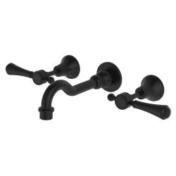 Lillian Lever Basin/Bath Wall Set, Matte Black