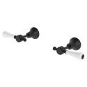 Lillian Lever Wall Top Assemblies, Matte Black with Ceramic White Handle