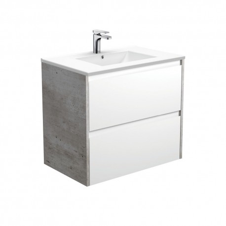 Dolce Amato 750 Satin White Wall-Hung Vanity, Industrial Panels