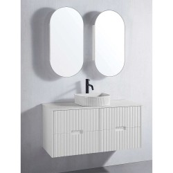 Elena Series White Wall Hung Vanity Set With Stone Top 