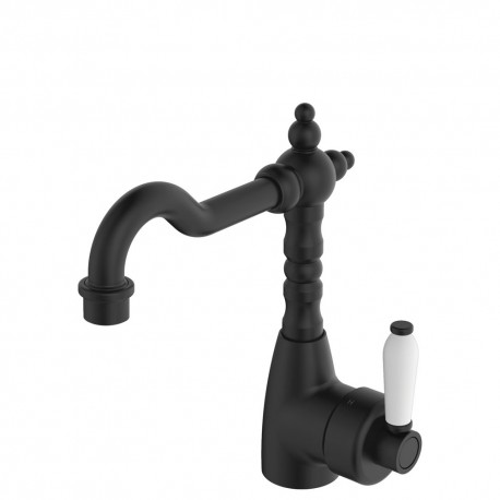 Eleanor Shepherds Crook Basin Mixer, Matte Black / Ceramic