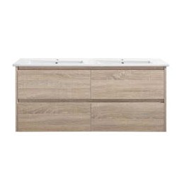 Mina Collection Natural Timber  Colour Wall Hung Vanity Set With Stone Top&Undermount Basin