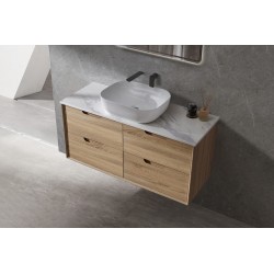MINA Premium Plywood Finger Pull Drawers Wall Hung Vanity With Stone top 