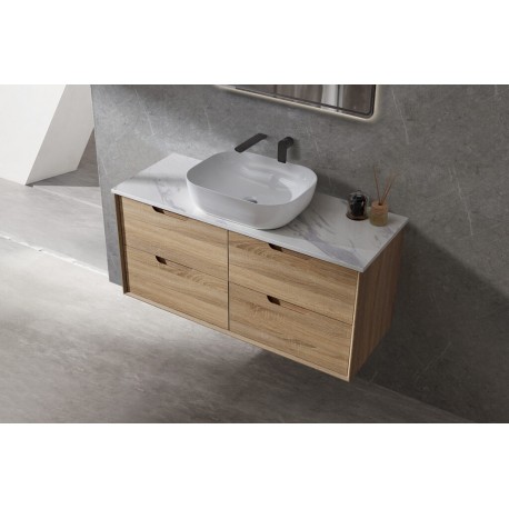 MINA Premium Plywood Finger Pull Drawers Wall Hung Vanity With Stone top 